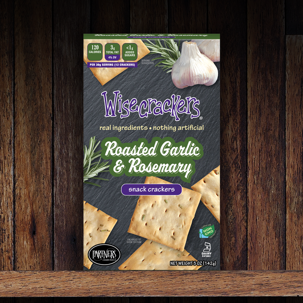 Snack Crackers : Roasted Garlic & Rosemary 6-Pack Case