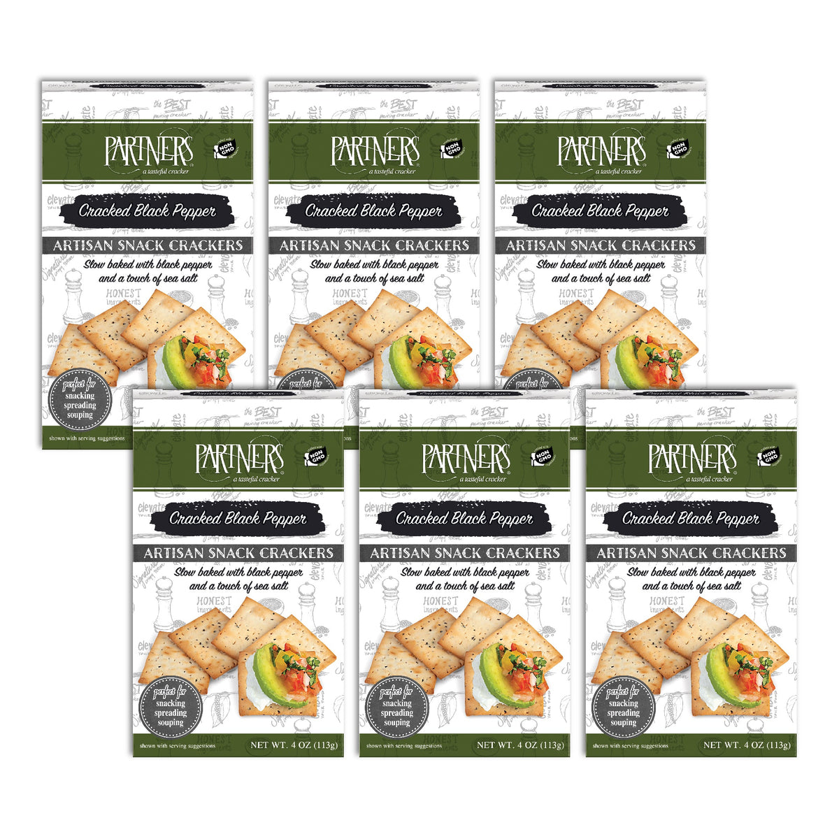 Partners Snack Crackers Cracked Black Pepper 6Pack Case PARTNERS