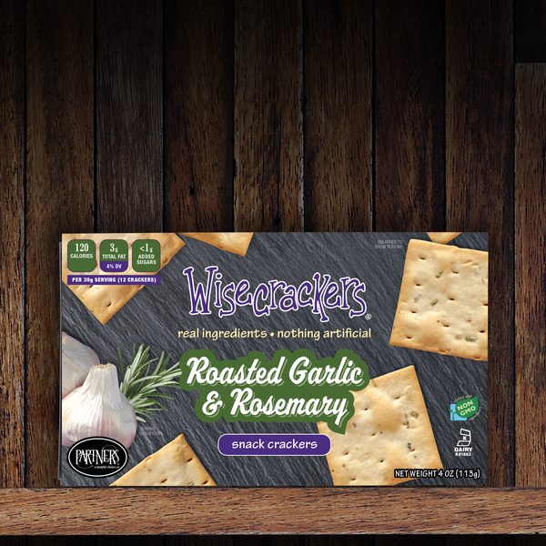 Snack Crackers : Roasted Garlic & Rosemary 6-Pack Case
