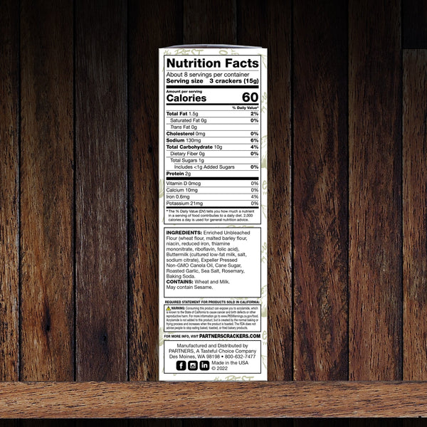 Hors d'Oeuvre Crackers : Roasted Garlic & Rosemary 6-Pack