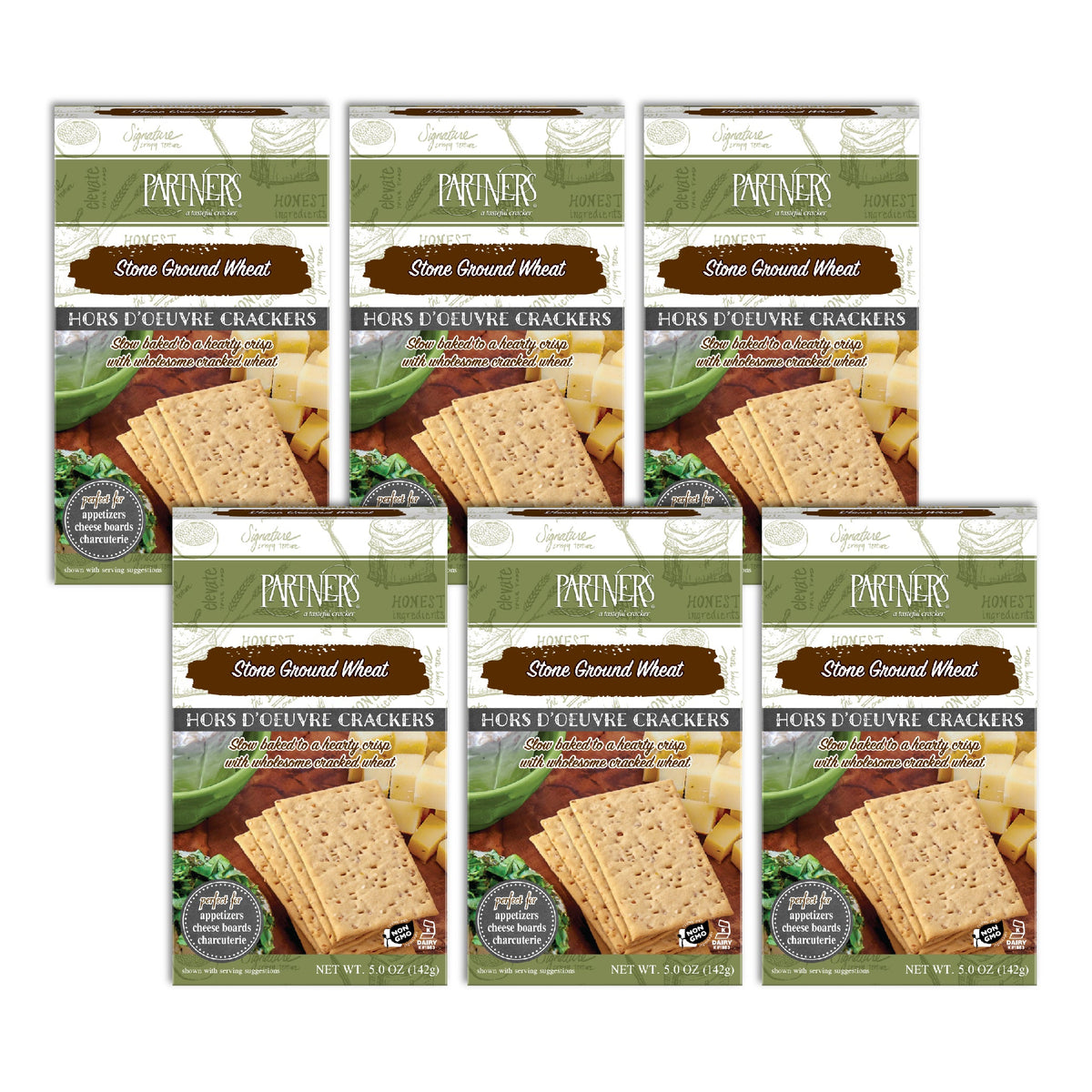 Partners Hors d'Oeuvre Crackers Stone Ground Wheat 6Pack