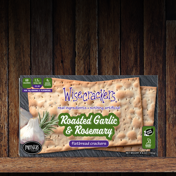 Flatbread Crackers : Roasted Garlic & Rosemary 6-Pack Case