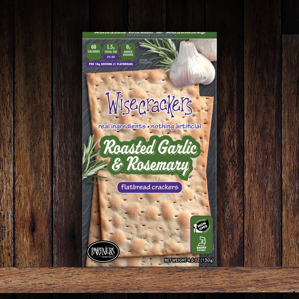 Flatbread Crackers : Roasted Garlic & Rosemary 6-Pack Case