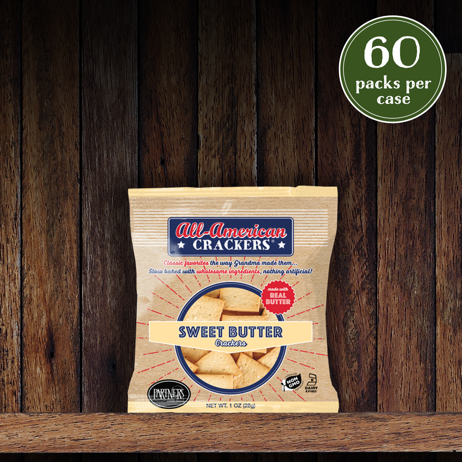 Snack Packs : Bite-Size Crackers : Sweet Butter - 60 Packs Per Case