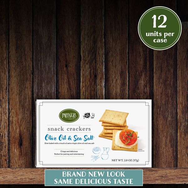 Snack Packs : Bite-Size Crackers : Olive Oil & Sea Salt - 12 Gift Boxes Per Case - White