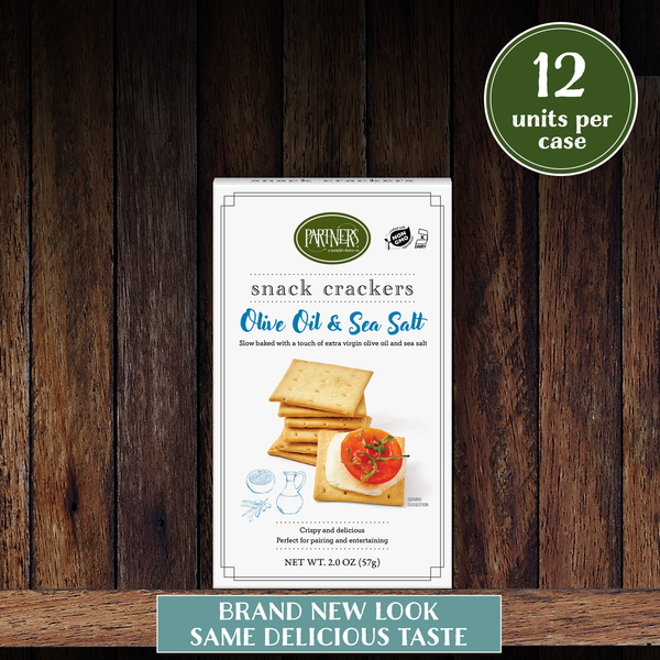 Snack Packs : Bite-Size Crackers : Olive Oil & Sea Salt - 12 Gift Boxes Per Case - White