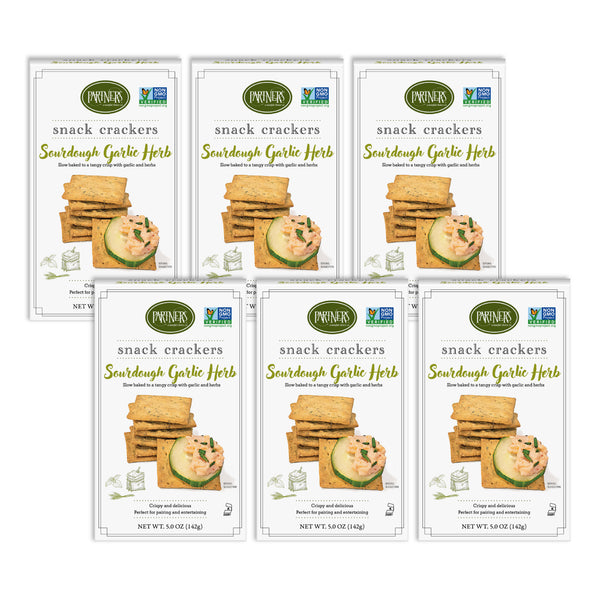 Snack Crackers : Sourdough Garlic Herb 6-Pack Case