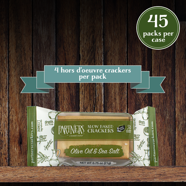 Snack Packs : Hors d'Oeuvre Crackers : Olive Oil & Sea Salt - 4 Cracker Pack, 45 Packs Per Case