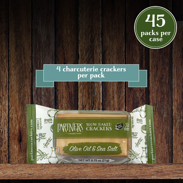 Snack Packs : Charcuterie Crackers : Olive Oil & Sea Salt - 4 Cracker Pack, 45 Packs Per Case