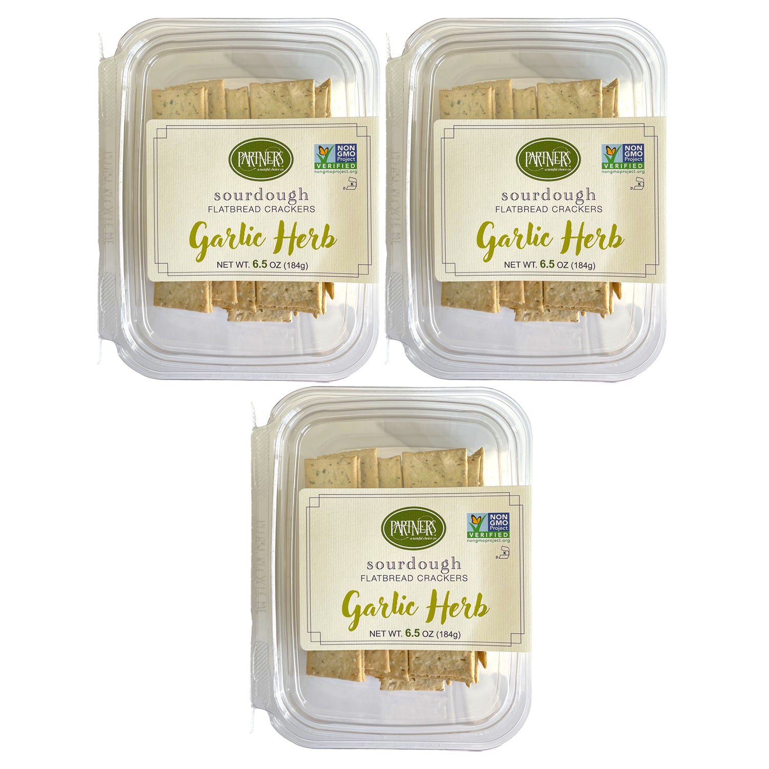 Sourdough Flatbread Crackers : Garlic Herb 3-Pack Case