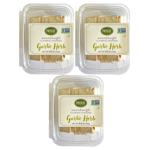 Sourdough Flatbread Crackers : Garlic Herb 3-Pack Case