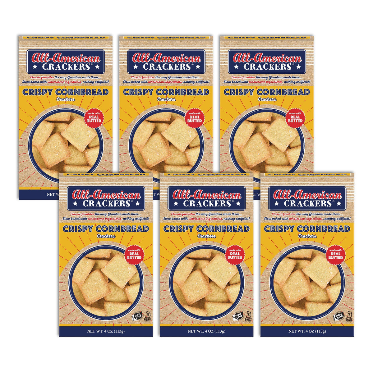 AllAmerican Snack Crackers Crispy Cornbread 6Pack Case PARTNERS