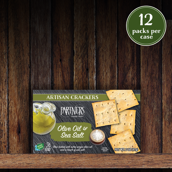 Snack Packs : Bite-Size Crackers : Olive Oil & Sea Salt - 12 Packs Per Case - Green